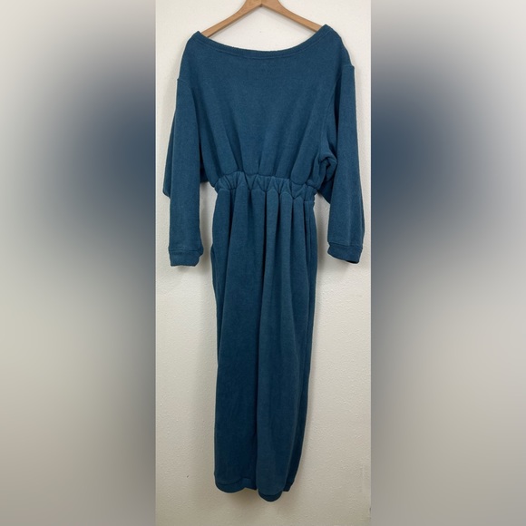 FREE PEOPLE BEACH Keep It Real Teal Fleecy Jumpsuit Womens Size Small - Picture 4 of 8